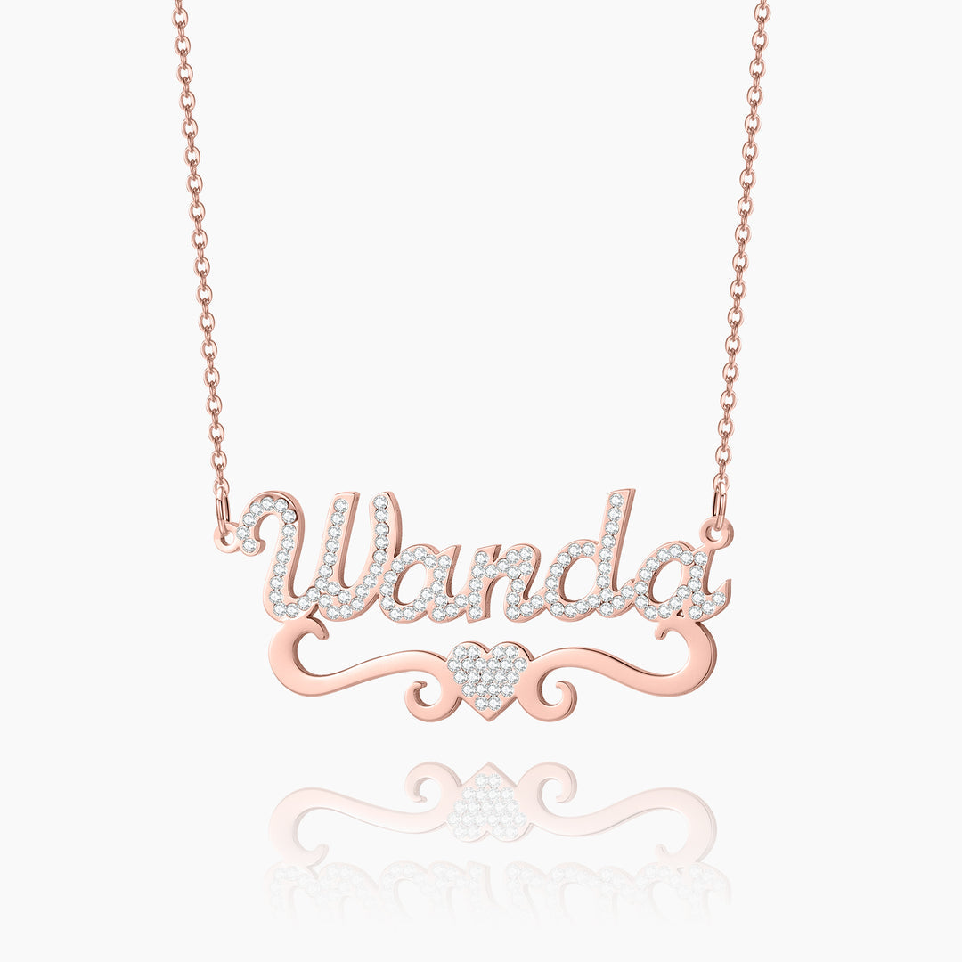 Personalized ICED HEART NAME NECKLACE